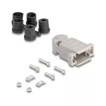 DELOCK D-Sub korpuss 9 kontaktu ar gumijas blīvēm, plastmasa, melns/pelēks, 41.6×31.6×19.8 mm