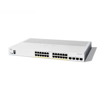 Cisco Catalyst 1300-24P-4G pārvaldāmais slēdzis, 24 porti GE, PoE, 4x1GE SFP, ierobežota mūža aizsardzība (C1300-24P-4G)