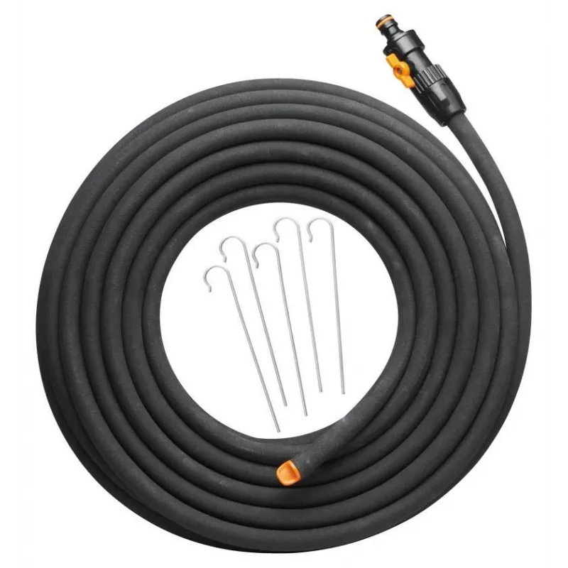 Dārza šļūtene Fiskars 1025935 — gumijas, 15 m, virszemes, UV izturīga, melna, 39 mm Ø
