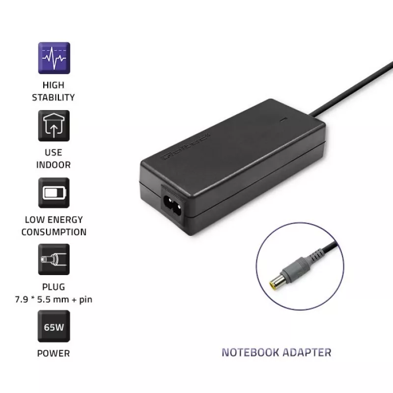 Qoltec klēpjdatora barošanas bloks IBM 65W 3.52A 20V 7.9x5.5 + pin IBM 50013.65W