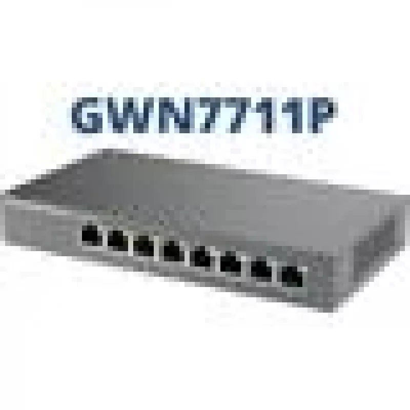 Vadāms L2 Gigabit PoE tīkla slēdzis Grandstream GWN7711P — 8x RJ-45 10/100/1000, 48V DC, Darbvirsmas/Pie sienas stiprināms