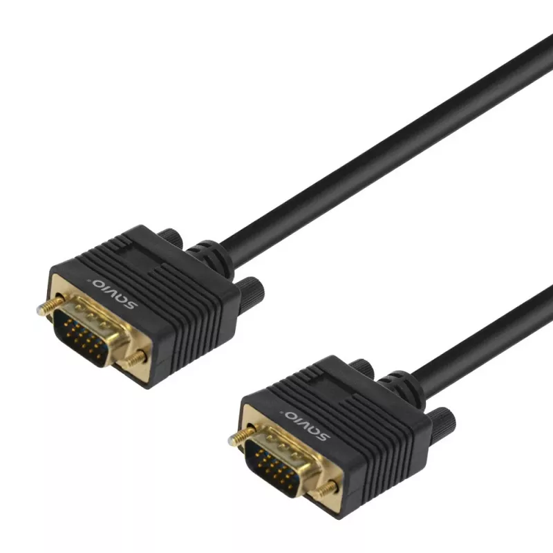 VGA kabelis SAVIO Cl-202 1,8 m — VGA (D-Sub) uz VGA (D-Sub), melns