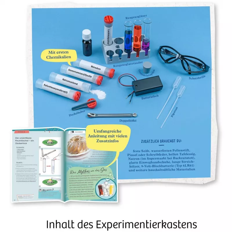 Kosmos Chemie labor C 500, Experimentu komplekts, Ķīmija, 9 gadi, Daudzkrāsains