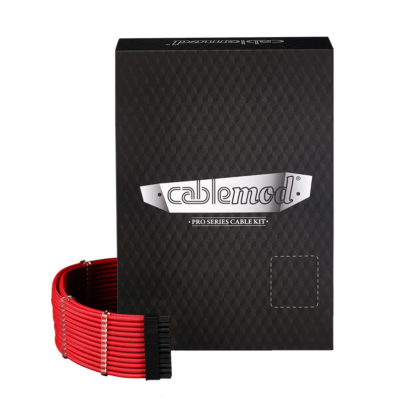 CableMod kabeļu komplekts C-Series PRO ModMesh RM Melns Label CM-PCSR-16P3KIT-NKR-R – apvalkoti barošanas bloka un GPU kabeļi, ModMesh, sarkans