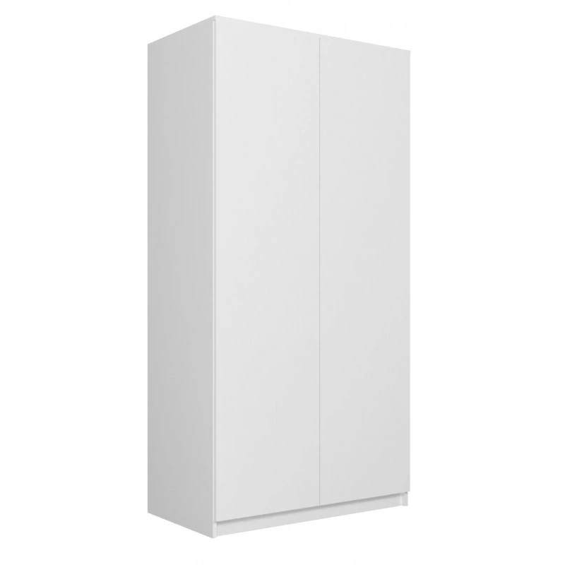 Garderobe top e shop SD-90 BI, 2 durvju guļamistabas skapis, balts rāmis, 7 plaukti