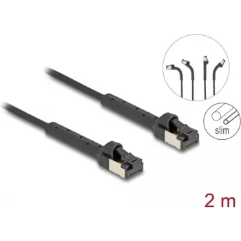 Tīkla kabelis DeLOCK RJ45 plāns Cat.8.1 U/FTP 2m Melns
