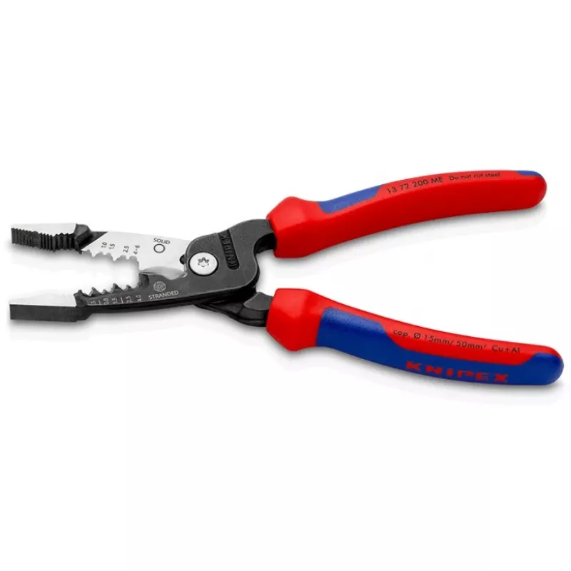 Knipex 13 72 200 ME kabeļu noņēmējs melns, zils, sarkans, nerūsējošais tērauds