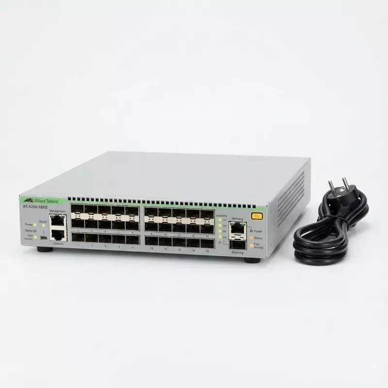 Allied Telesis Šī cena ir tikai budžeta nolūkam 10 Gigabit Layer 3 Lite Kraujams slēdzis, 18x SFP+ pieslēgvietas, ES strāvas vads, iekļ. LLW (AT-X250-18XS-50)
