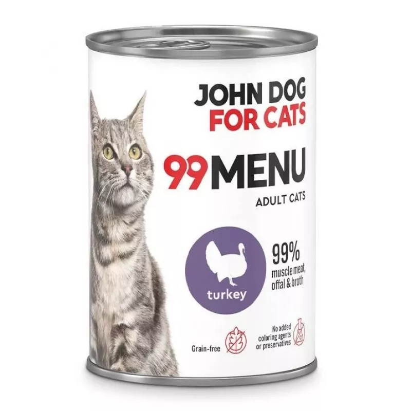 John Dog 99 Menu Turkey mitrā kaķu barība 400 g