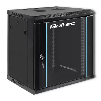 19 collu statīva skapis QOLTEC 54464 12U 600x635x450 melns