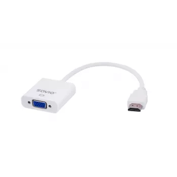 Savio CL-27B video kabeļa adapteris 0.1 m HDMI Type A (Standard) VGA (D-Sub) Balts