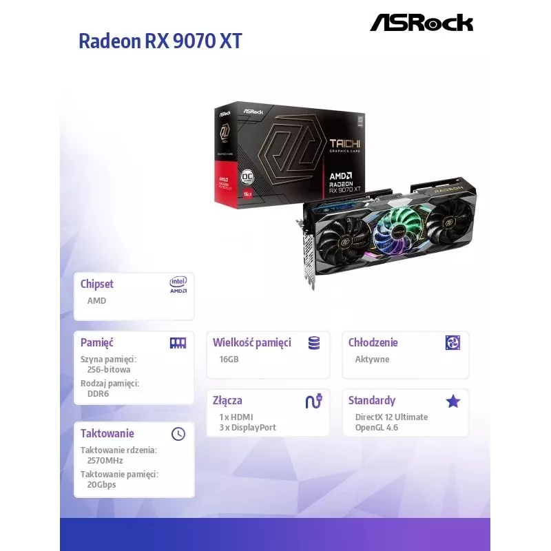 ASRock Radeon RX 9070 XT TC 16GB GDDR6 PCIe 5.0 grafikas karte