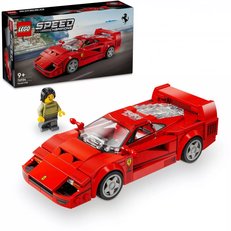 LEGO Speed Champions Ferrari F40 Supercar būvējams transportlīdzeklis rotaļlieta modelis automašīna 9+ gadus veciem zēniem un meitenēm ar vadītāja minifigūru bērnu guļamistabai
