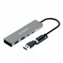 USB centrmezgls GrauGear G-HUB2C2A-10G — 4 portu USB 3.2 Gen 1 (2x Type-C, 2x Type-A), 10 Gbit/s, 100 W, alumīnija, pelēks