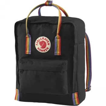 Mugursoma Fjällräven Kånken Rainbow — Vinylon, 380×270×130 mm, Melna/Daudzkrāsaina