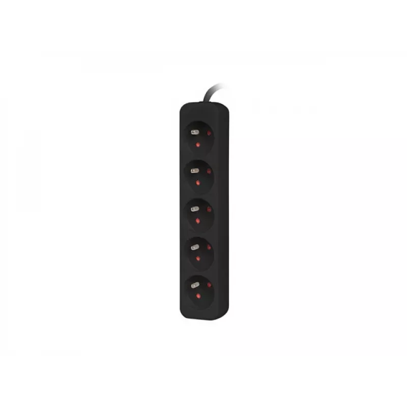 Lanberg PS0-05E-0300-BK pagarinātājvads 3 m, 5 AC-izejas, iekštelpām, melns (PS0-05E-0300-BK)