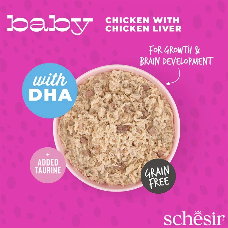 Slapjā kaķu barība Agras Pet Foods Schesir Baby in Brühe 70 g — vista, bez graudiem, junior kaķiem