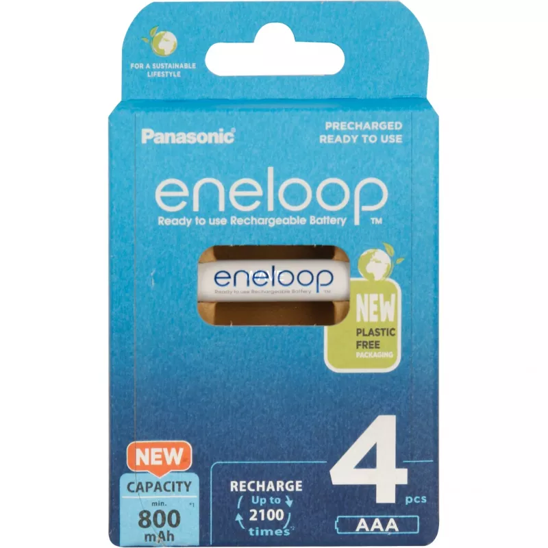 Uzlādējamās baterijas PANASONIC ENELOOP AAA 800 mAh 4 gab. (BK-4MCDE/4CP)