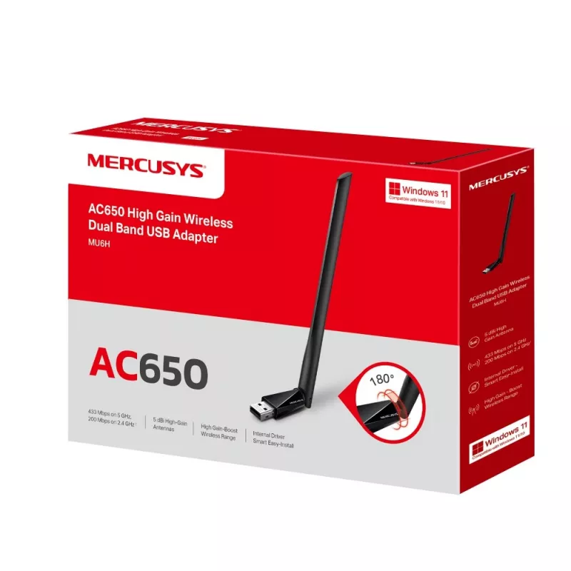 Mercusys AC650 augstas pastiprinājuma bezvadu divjoslu USB adapteris