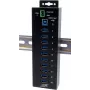 USB centrmezgls Exsys EX-1580SHMVS 10-portu pārvaldāms ar USB kabeli un DIN sliedes komplektu
