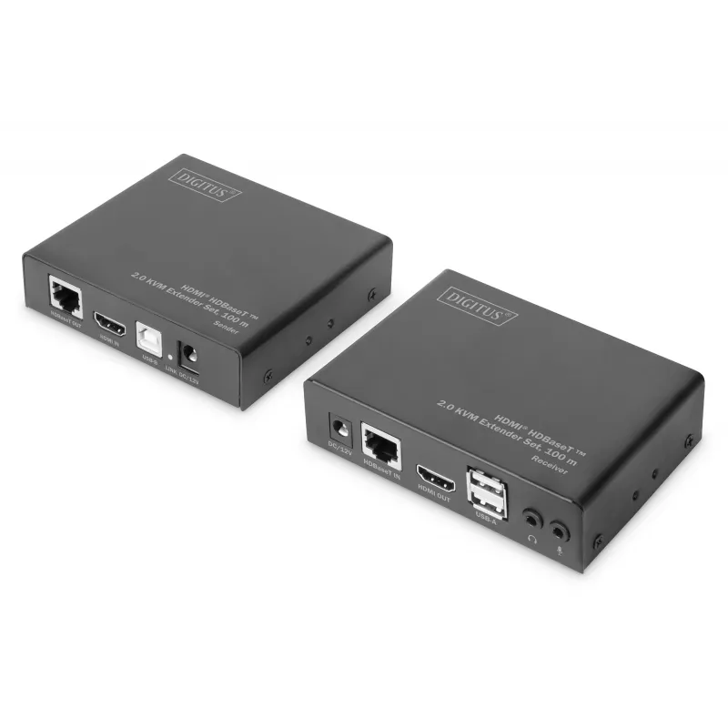 Digitus 4K HDMI HDBaseT™ 2.0 KVM paplašinātāja komplekts, 100 m
