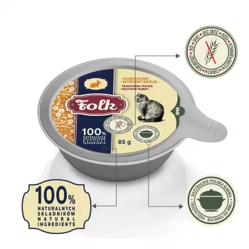 FOLK Traditional Polish delicious rabbit - mitrā kaķu barība - 85g