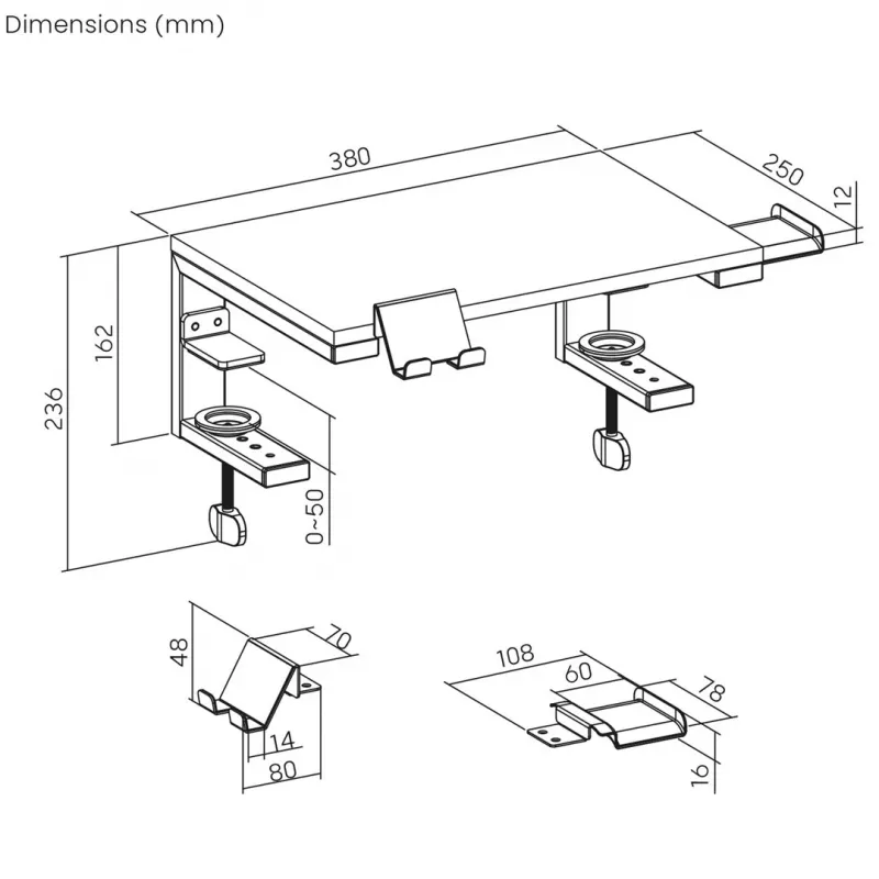 Ergo Office klēpjdatora/monitora statīvs, maks. slodze 20kg, diagonālei 13-32, melns, ER-303 B