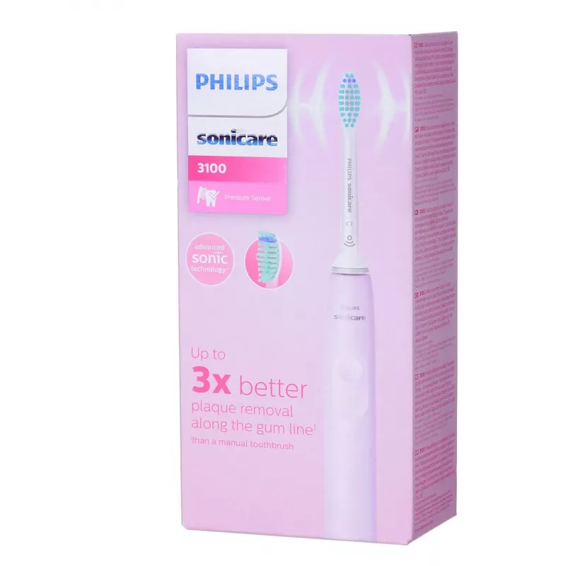 Sonic elektriskā zobu birste Philips 3100 series HX3671/11 ar spiediena sensoru, iebūvētu Li-Ion akumulatoru, 1 birstes galviņu, balta/rožaina