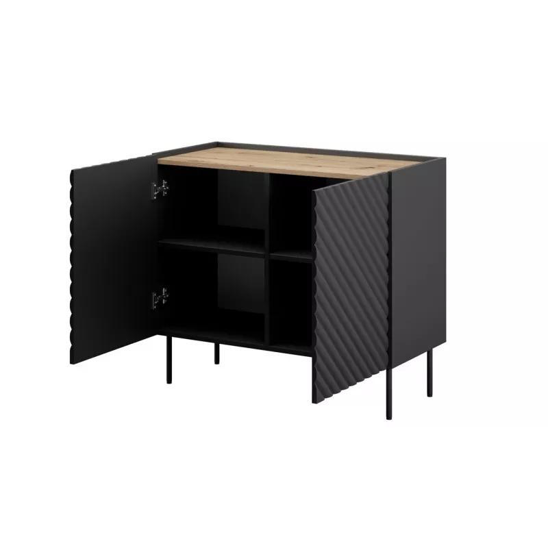 Kumode Cama Meble ONDA 2D 98x45x85 cm, melna, skaidu plātnes rāmis