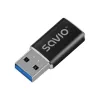 Savio AK-81 video kabeļa adapteris USB Type-C USB Type-A melns