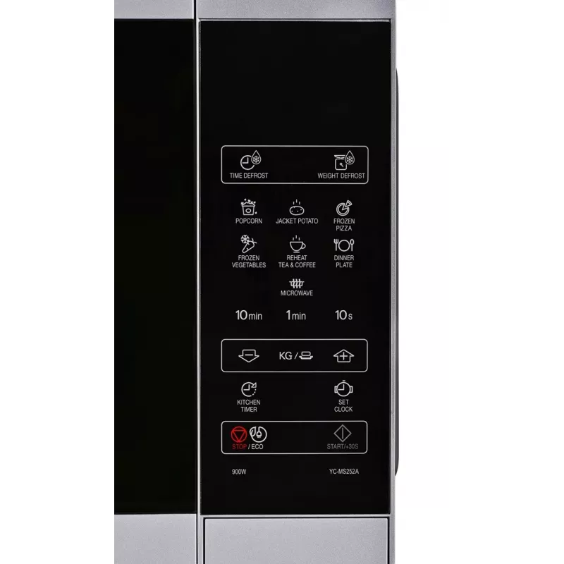 Mikroviļņu krāsns Sharp YC-MS252AE-S, uz galda virsmas, 900 W, 25 L, 11 jaudas līmeņi, skārienjutīga vadība, sudraba