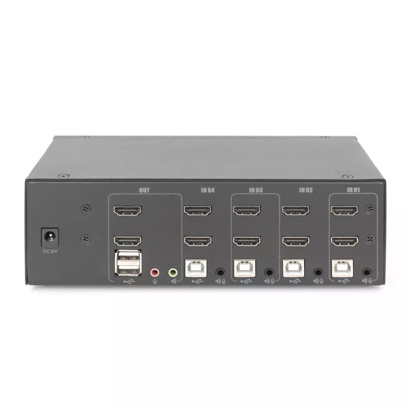 KVM slēdzis Digitus DS-12883 4-portu ar dubulto displeju 4K HDMI USB