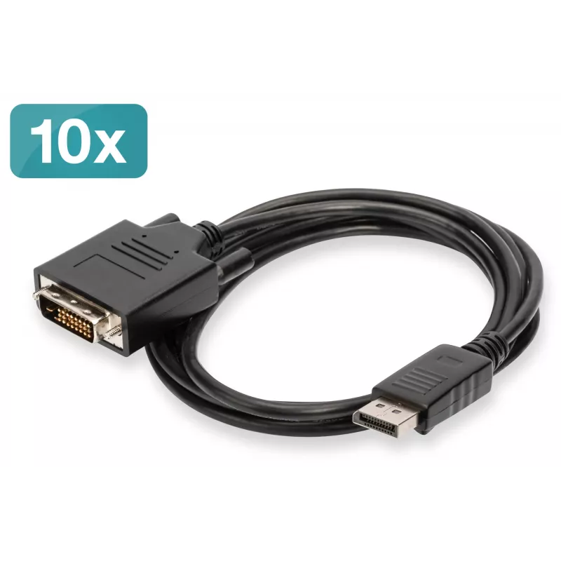 Digitus DisplayPort – DVI adaptera kabelis, 10 gab. iepakojumā