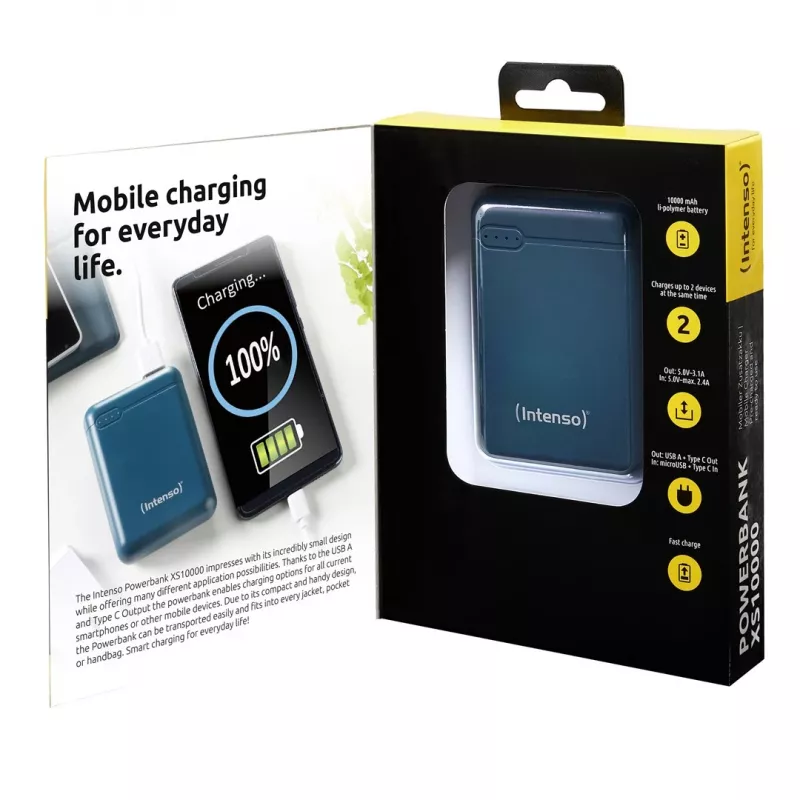 Intenso XS10000 litija polimēra (LiPo) 10000 mAh ārējais akumulators, petrola krāsa