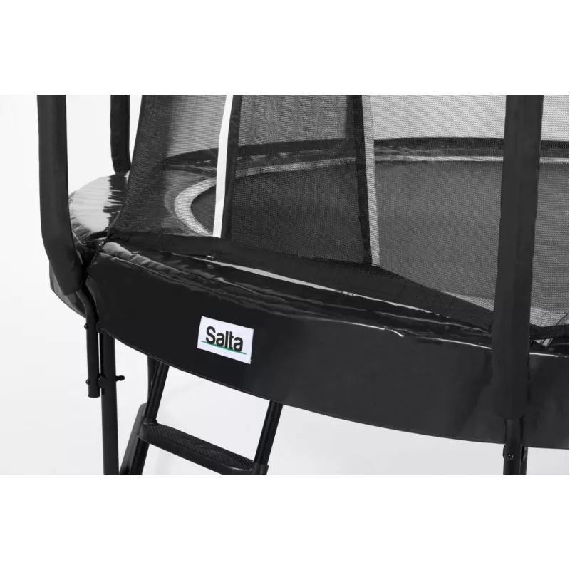 Virs zemes tramplīns Salta First Class 251 cm, apaļš, 60 atsperes, drošības tīkls, cinkota tērauda rāmis, maksimālā slodze 150 kg