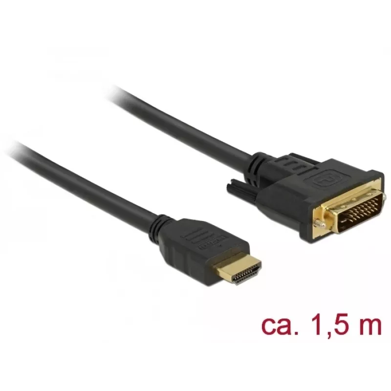 Video kabeļa adapteris DeLOCK 85653 1,5 m HDMI Type A DVI melns