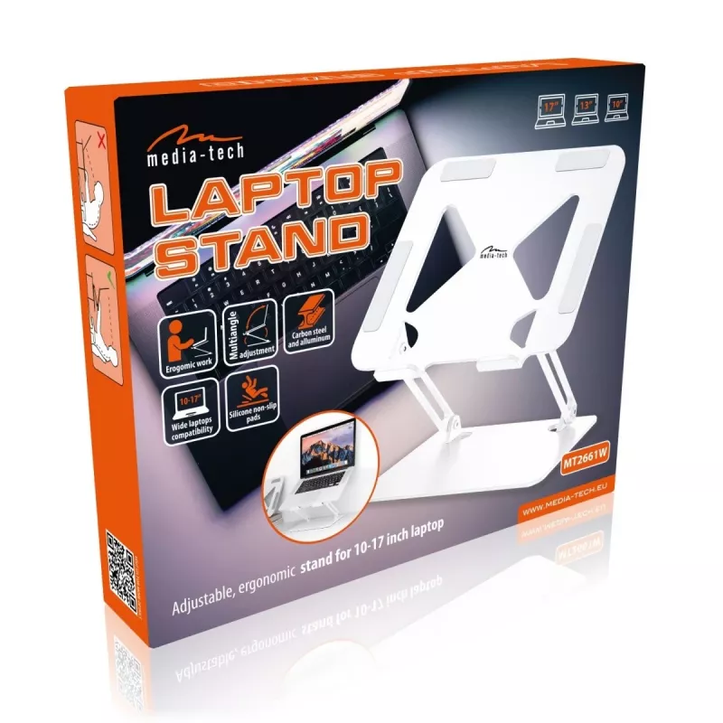 MEDIA-TECH Laptop Statīvs – Laptop Statīvs MT2661W (balts)