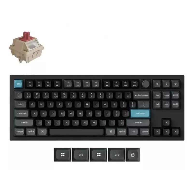 Mehāniskā 80% QWERTY tastatūra Keychron Q3 Ultra 8K — Bluetooth un vadu, RGB fona apgaismojums, melna