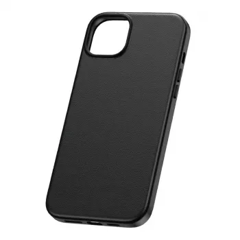 Telefona maciņš Baseus iPhone 15 Pro Max Fauxther sērija melns — aizsargājošs ciets apvalks, mākslīgās ādas apdare