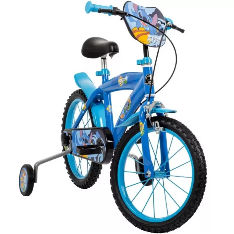 Bērnu velosipēds HUFFY Disney Stitch 16 collas ar mācību riteņiem, kājas bremze