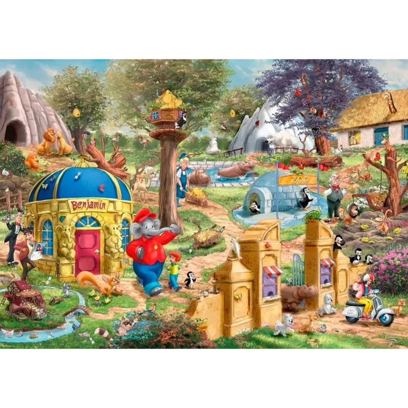 Thomas Kinkade Studios: Benjamin Blümchen, Diena Neustadt zoodārzā, puzle 1000 gabali