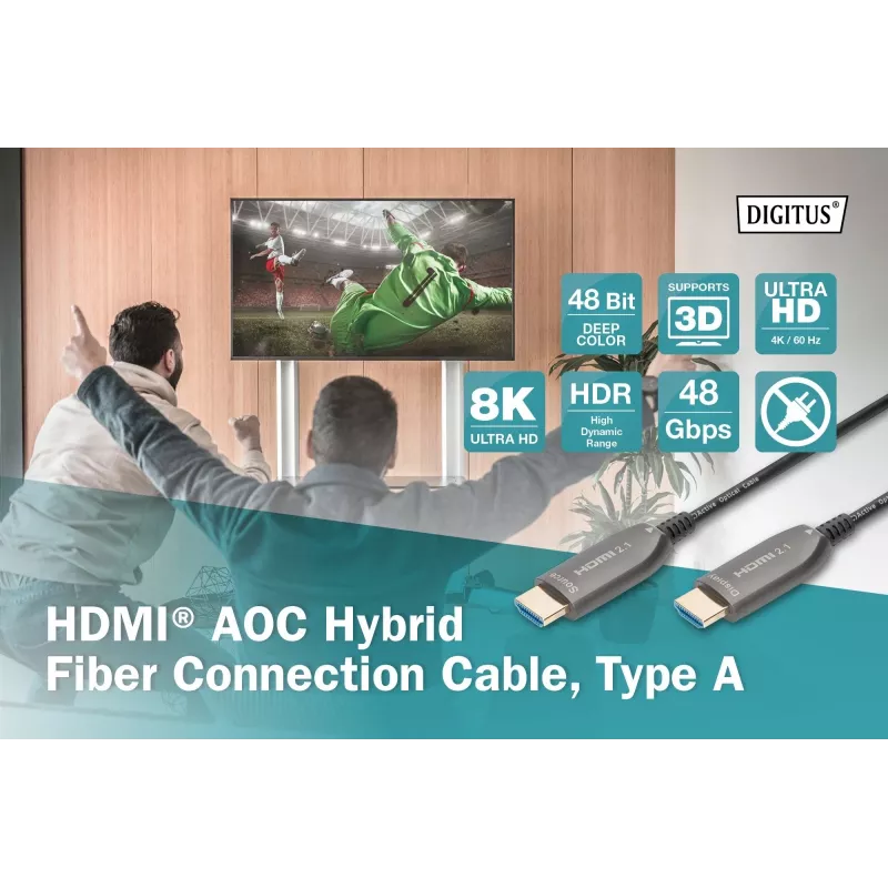 HDMI AOC hibrīda optiskās šķiedras kabelis Digitus AK-330126-300-S