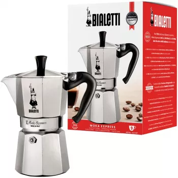 Bialetti Moka Express moka katliņš 0,55 l, melns, sudraba