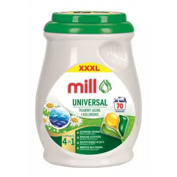 MILL PROFESSIONAL 3 nodalījumu universālās veļas kapsulas, 70 gab.