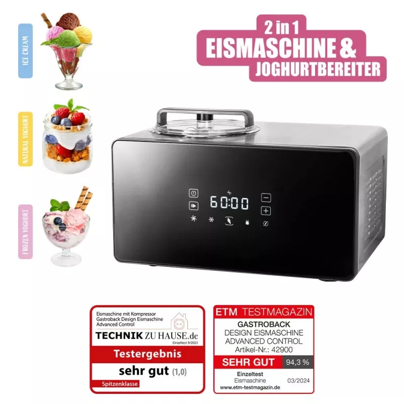 Tradicionālais saldējuma gatavotājs Gastroback Design Advanced Control 1,5 L 150 W Melns satīna tērauds