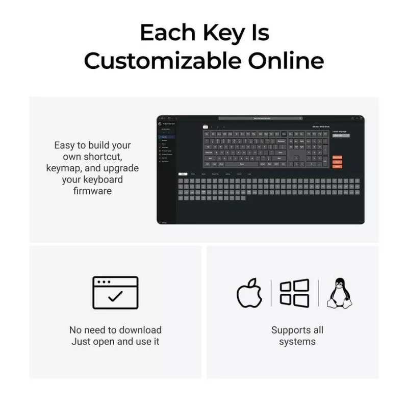 Pilna izmēra mehāniskā tastatūra Keychron Q6 Max — sarkanie slēdži, balts korpuss