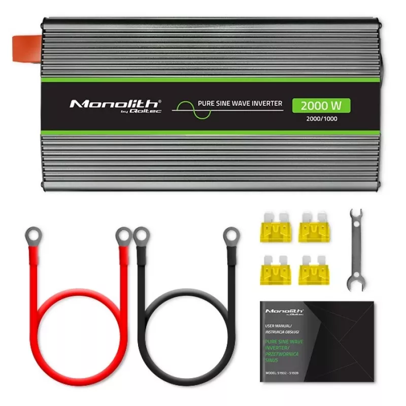 Automašīnas invertors Qoltec Monolith 2000 W Melns 24 V