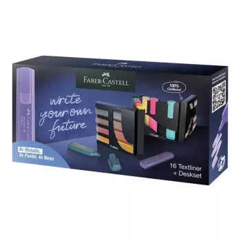 Marķieru komplekts Faber-Castell 254603 — 16 gab., slīpais uzgalis, metāliskas/daudzkrāsainas/pasteļkrāsas