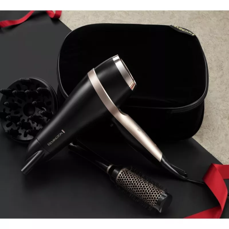 Remington Salon Smooth matu žāvētāja dāvanu komplekts | D6940GP | 2100 W | 3 temperatūras iestatījumi | Jonu funkcija | Difuzora uzgalis | Melns