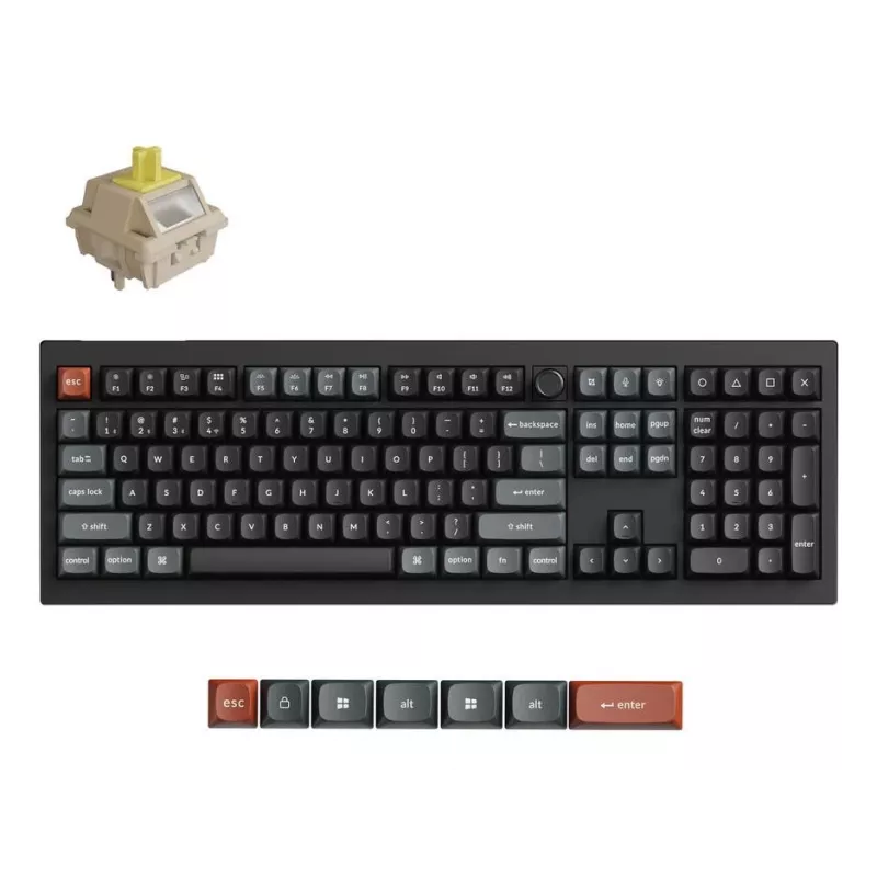 Mehāniskā tastatūra Keychron V6 Ultra 8K — Pilna izmēra 100% QWERTY, Bluetooth, RGB, melna